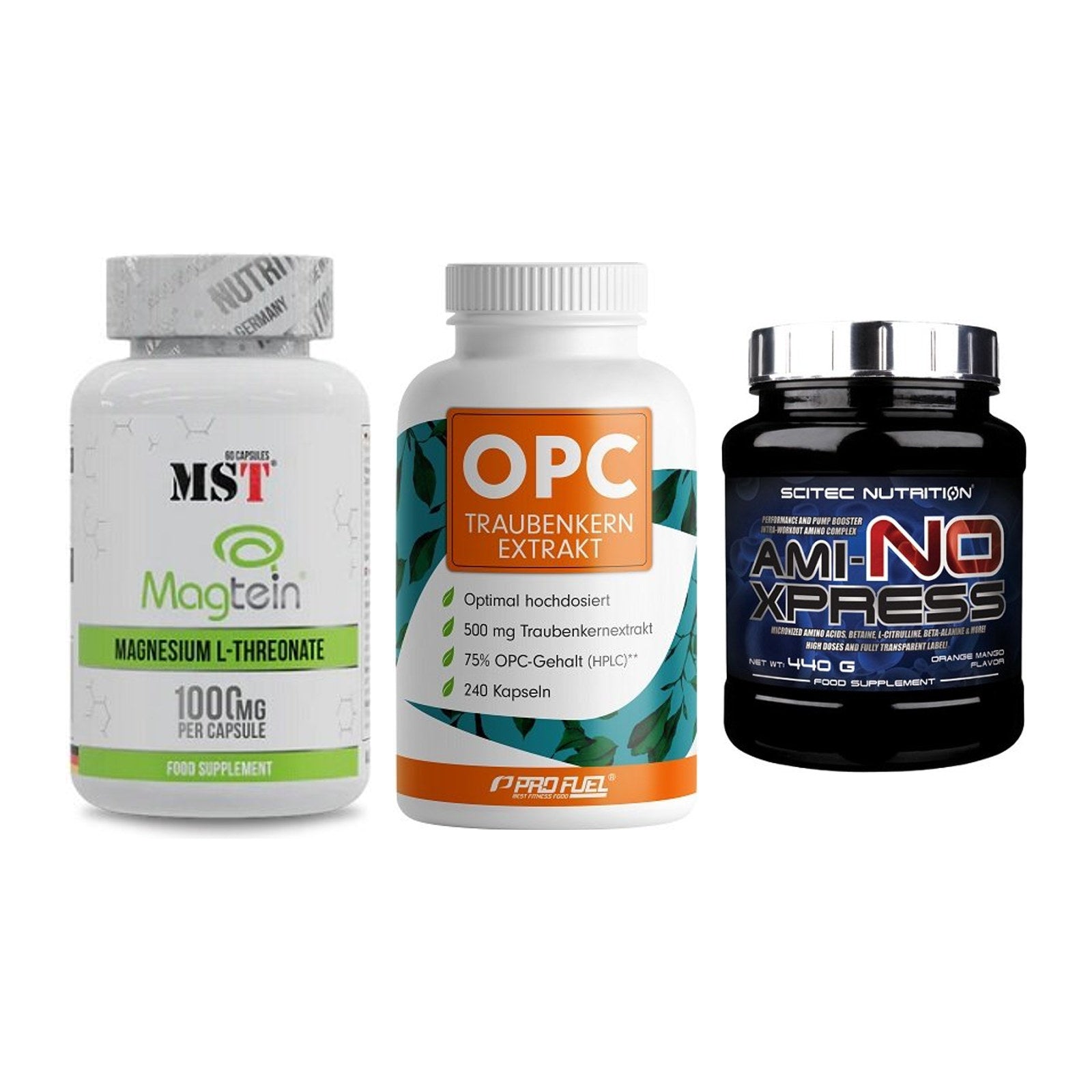 Ausdauer-Set: MST Magnesium + ProFuel OPC + Scitec Ami-NO – alle enthaltenen Artikel