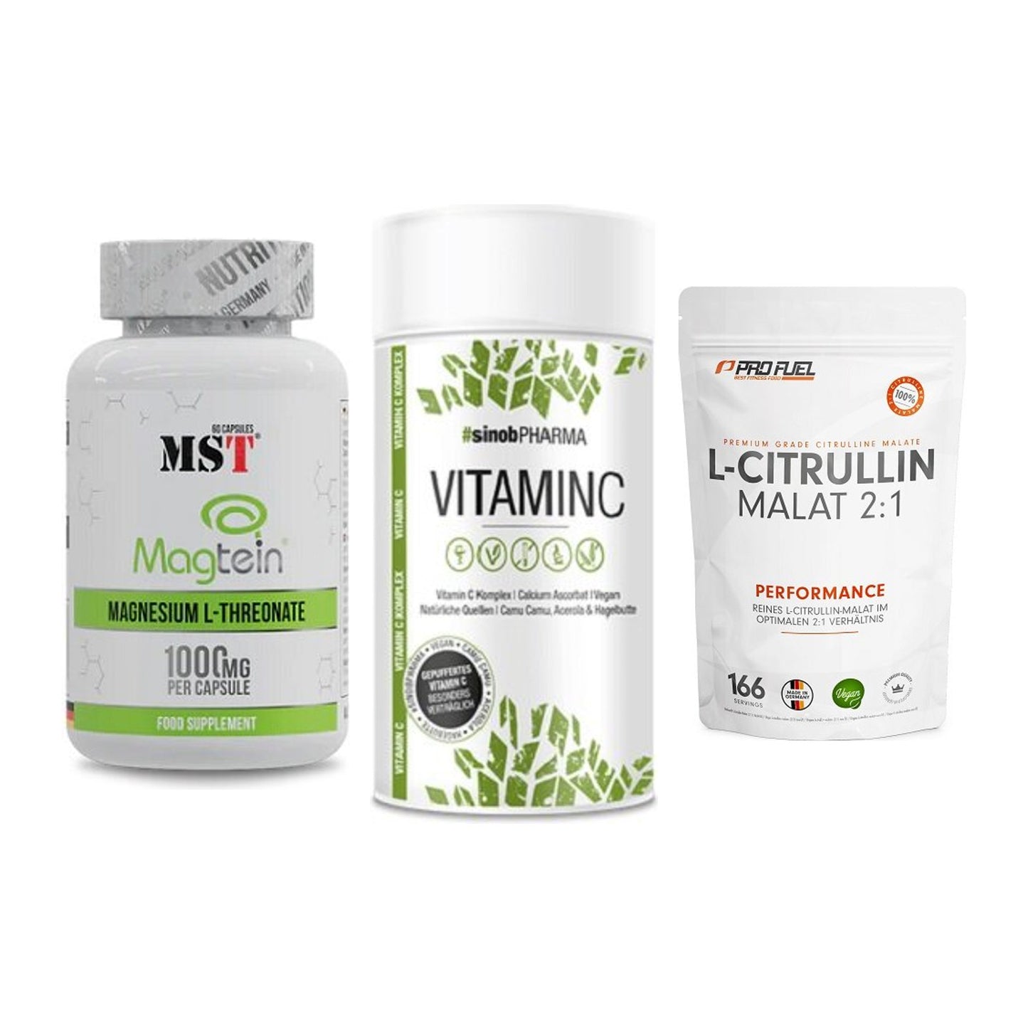 Ausdauer-Set: MST Magnesium + Sinob Vitamin C + ProFuel L-Citrul – alle enthaltenen Artikel