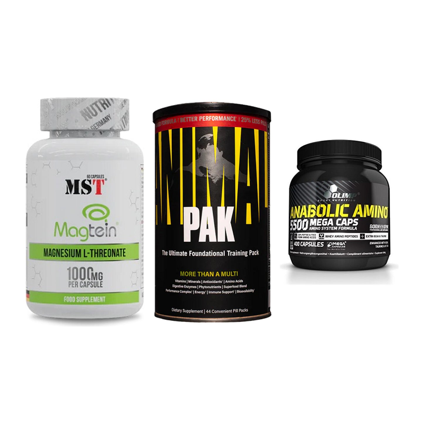 Ausdauer-Set: MST Magnesium + Universal Animal + Olimp Anabolic – alle enthaltenen Artikel