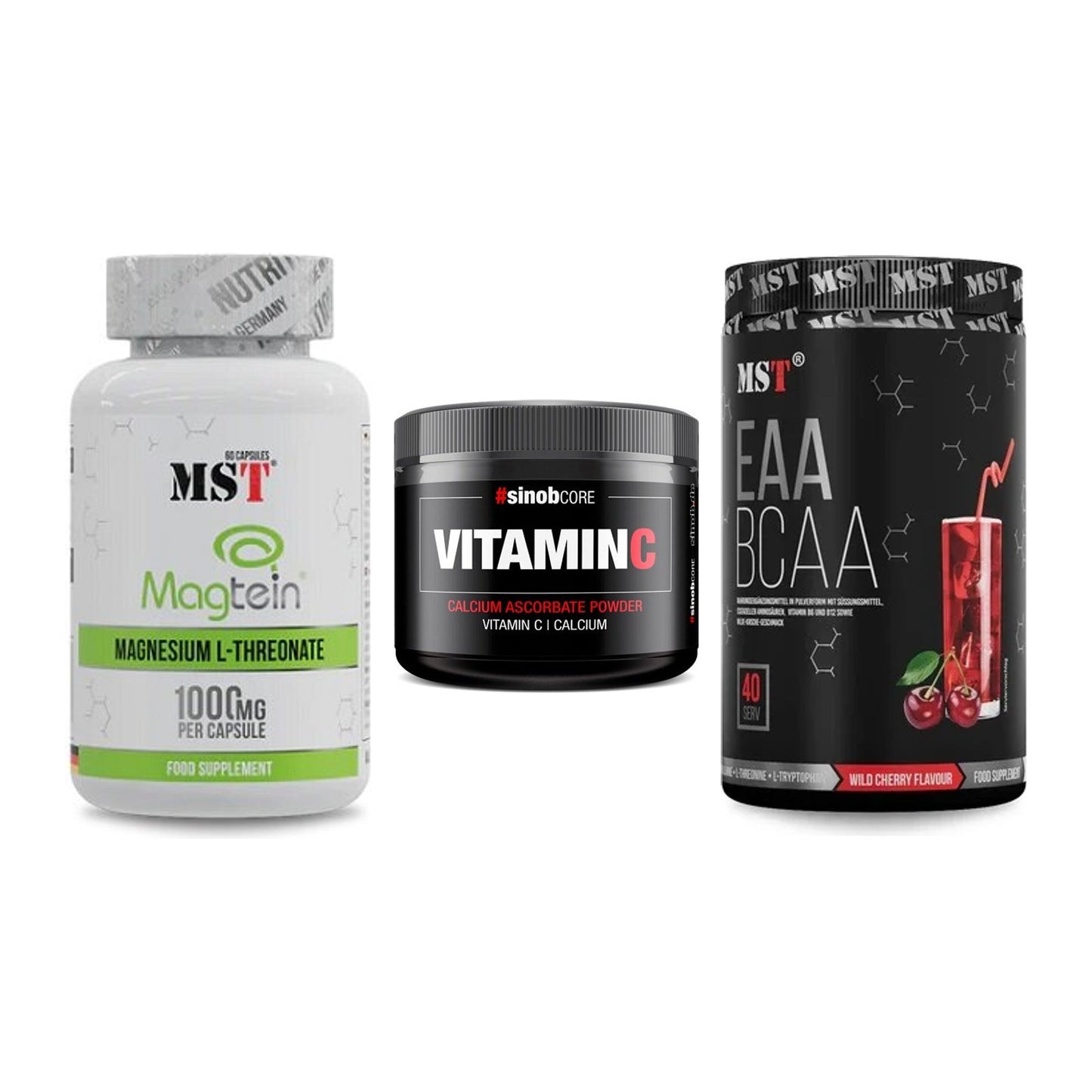 Ausdauer-Set: MST Magnesium + Sinob Vitamin C + MST EAA & BCAA – alle enthaltenen Artikel