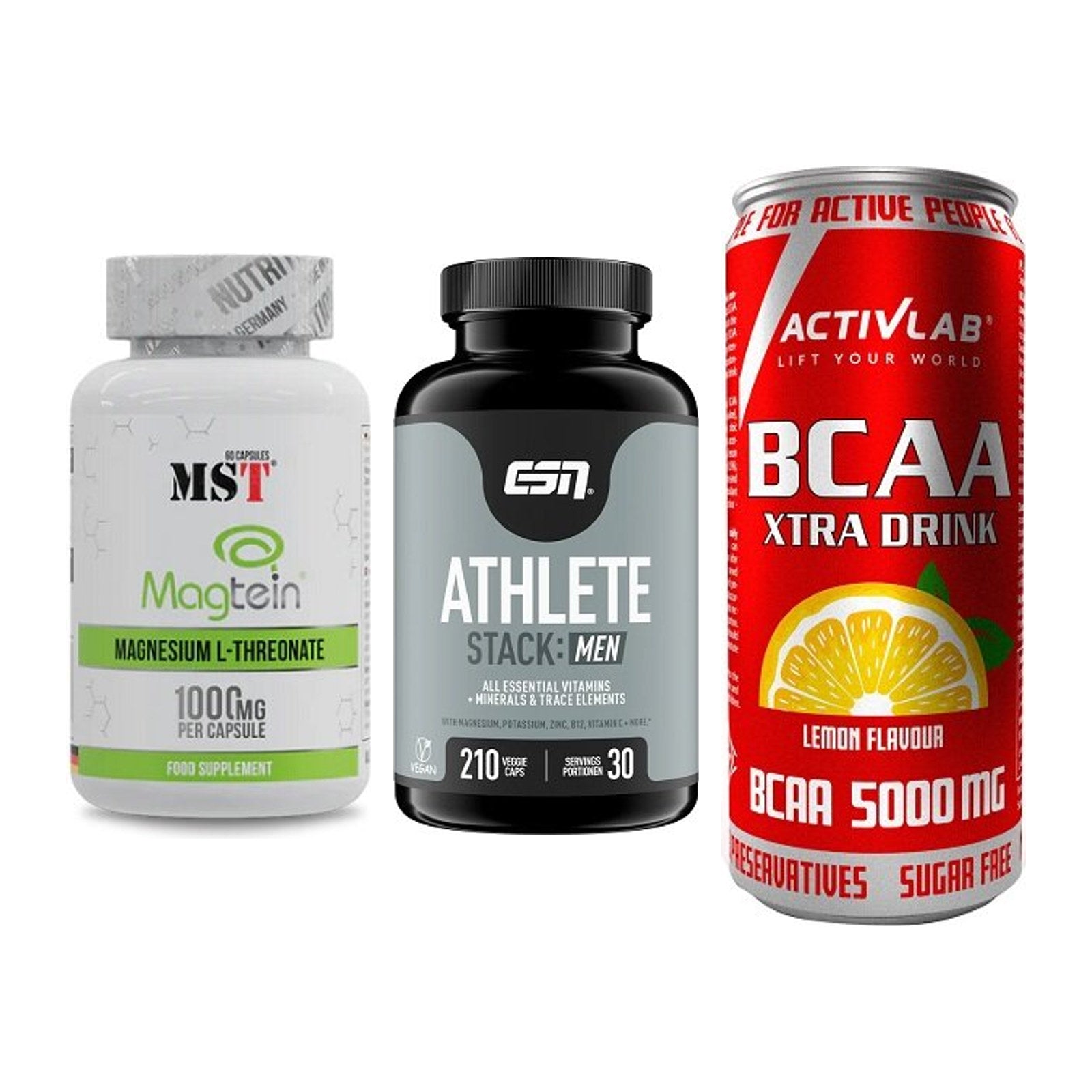 Ausdauer-Set: MST Magnesium + ESN Athlete + Activlab BCAA – alle enthaltenen Artikel