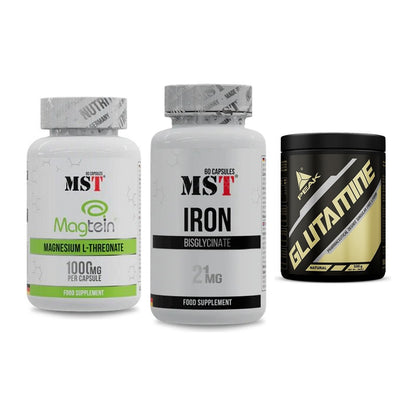 Ausdauer-Set: MST Magnesium + MST Iron Bisglyc + Peak Glutamin – alle enthaltenen Artikel