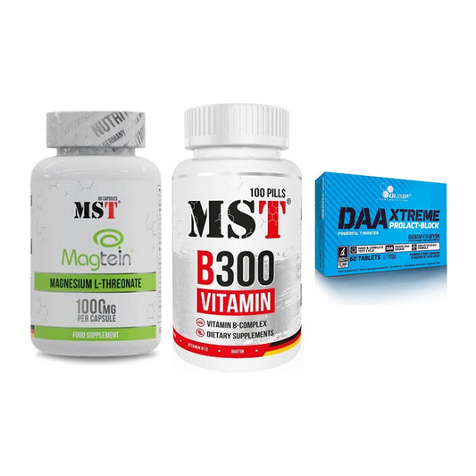 Ausdauer-Set: MST Magnesium + MST B300 B-Compl + Olimp DAA Xtreme – alle enthaltenen Artikel