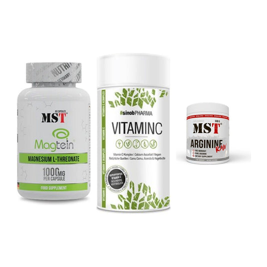 Ausdauer-Set: MST Magnesium + Sinob Vitamin C + MST Arginine RAW – alle enthaltenen Artikel
