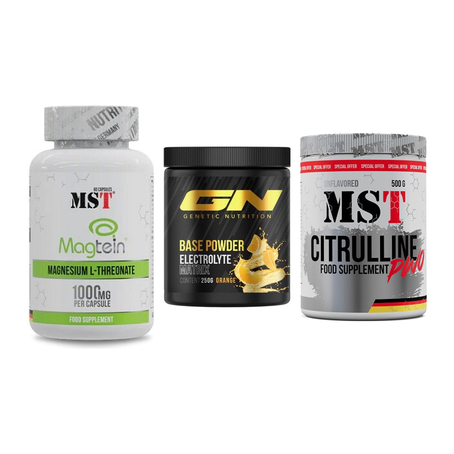 Ausdauer-Set: MST Magnesium + GN Base Powder + MST Citrulline – alle enthaltenen Artikel