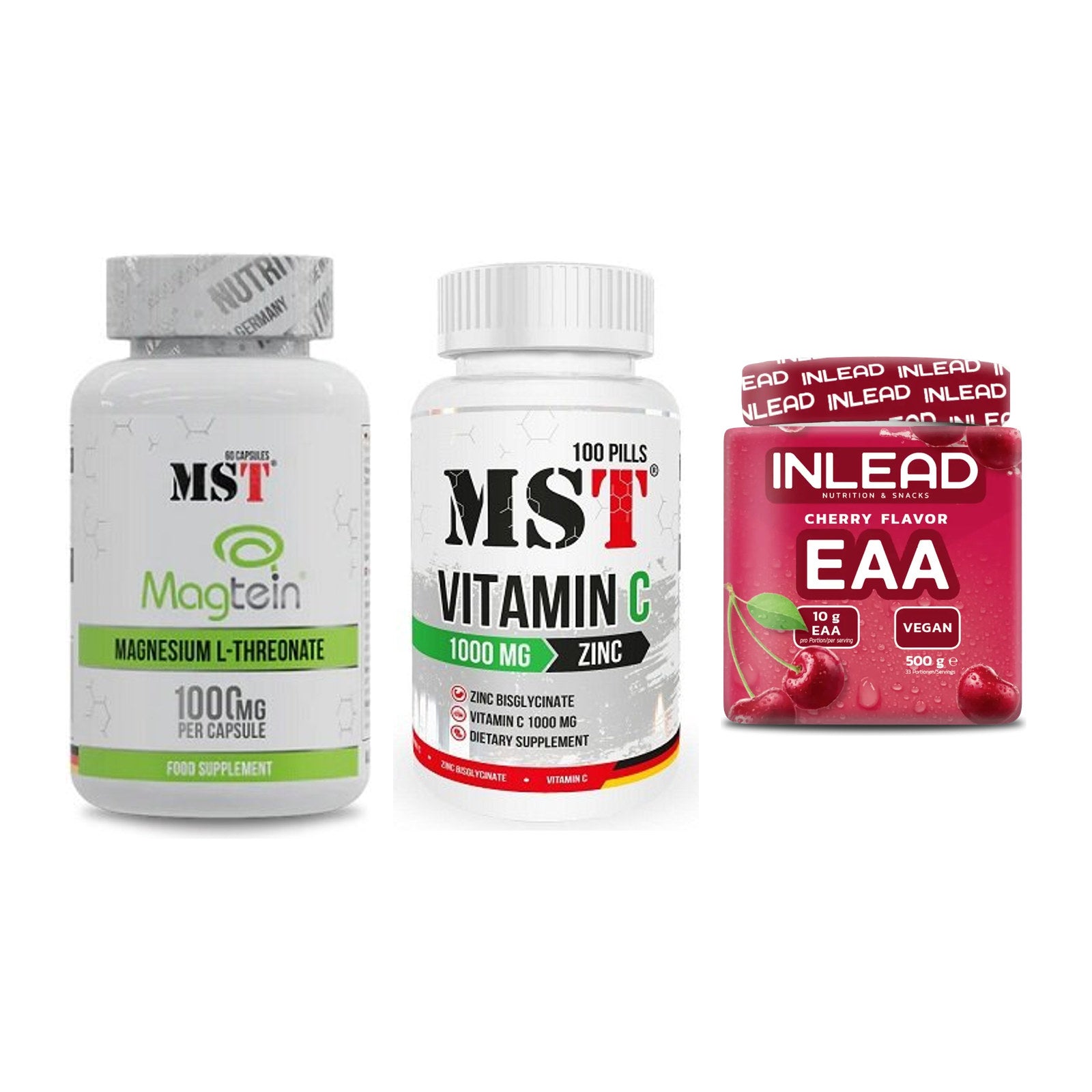 Ausdauer-Set: MST Magnesium + MST Vitamin C + INLEAD EAA – alle enthaltenen Artikel
