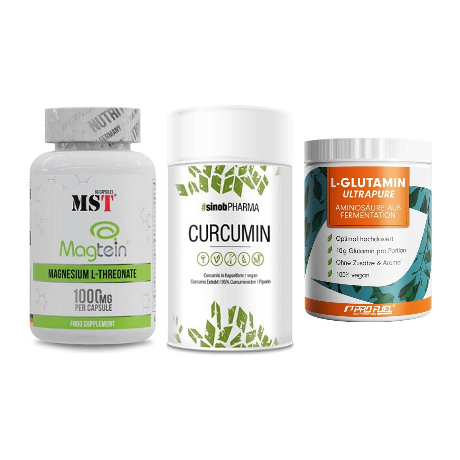 Ausdauer-Set: MST Magnesium + Sinob Curcumin + ProFuel Glutamin – alle enthaltenen Artikel