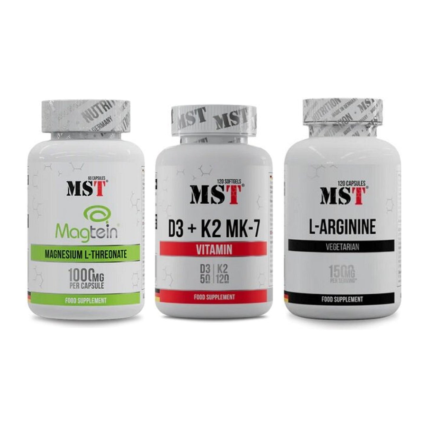 Ausdauer-Set: MST Magnesium + MST Vitamin D3 + MST L-Arginine – alle enthaltenen Artikel