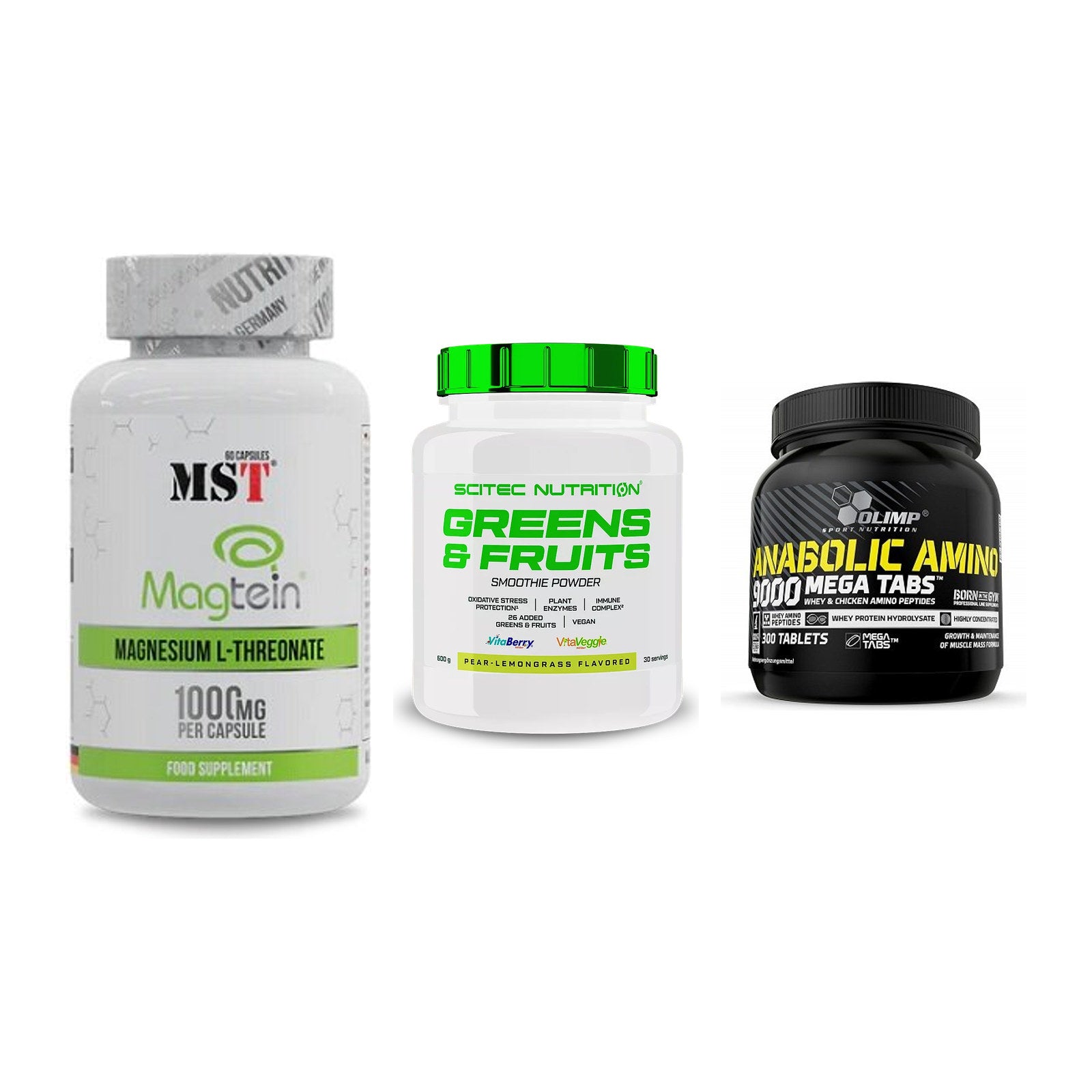 Ausdauer-Set: MST Magnesium + Scitec Greens + Olimp Anabolic – alle enthaltenen Artikel