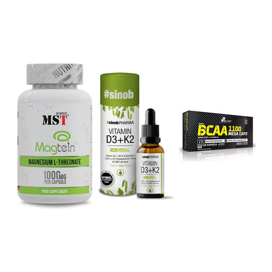Ausdauer-Set: MST Magnesium + Sinob Vitamin D3 + Olimp BCAA Mega – alle enthaltenen Artikel