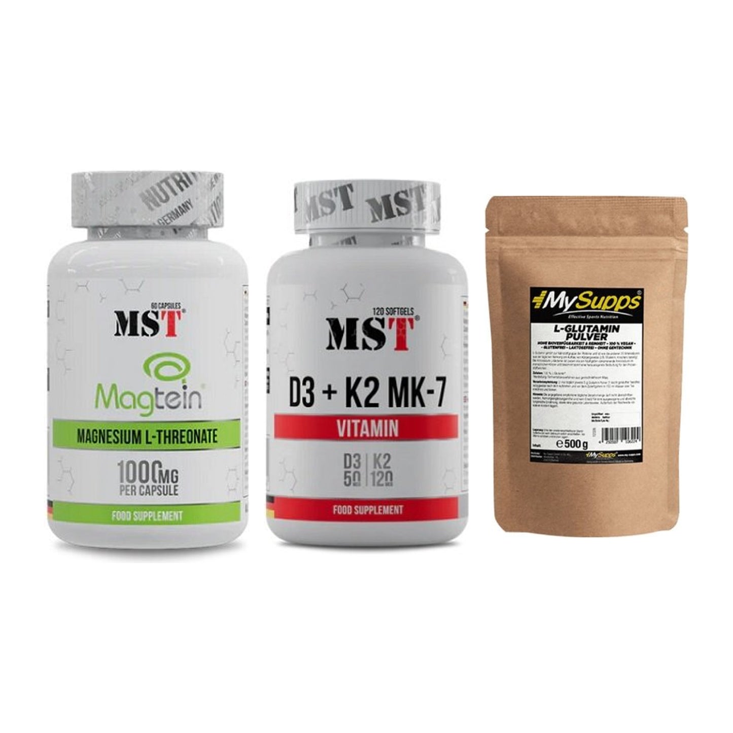 Ausdauer-Set: MST Magnesium + MST Vitamin D3 + MySupps Glutamin – alle enthaltenen Artikel