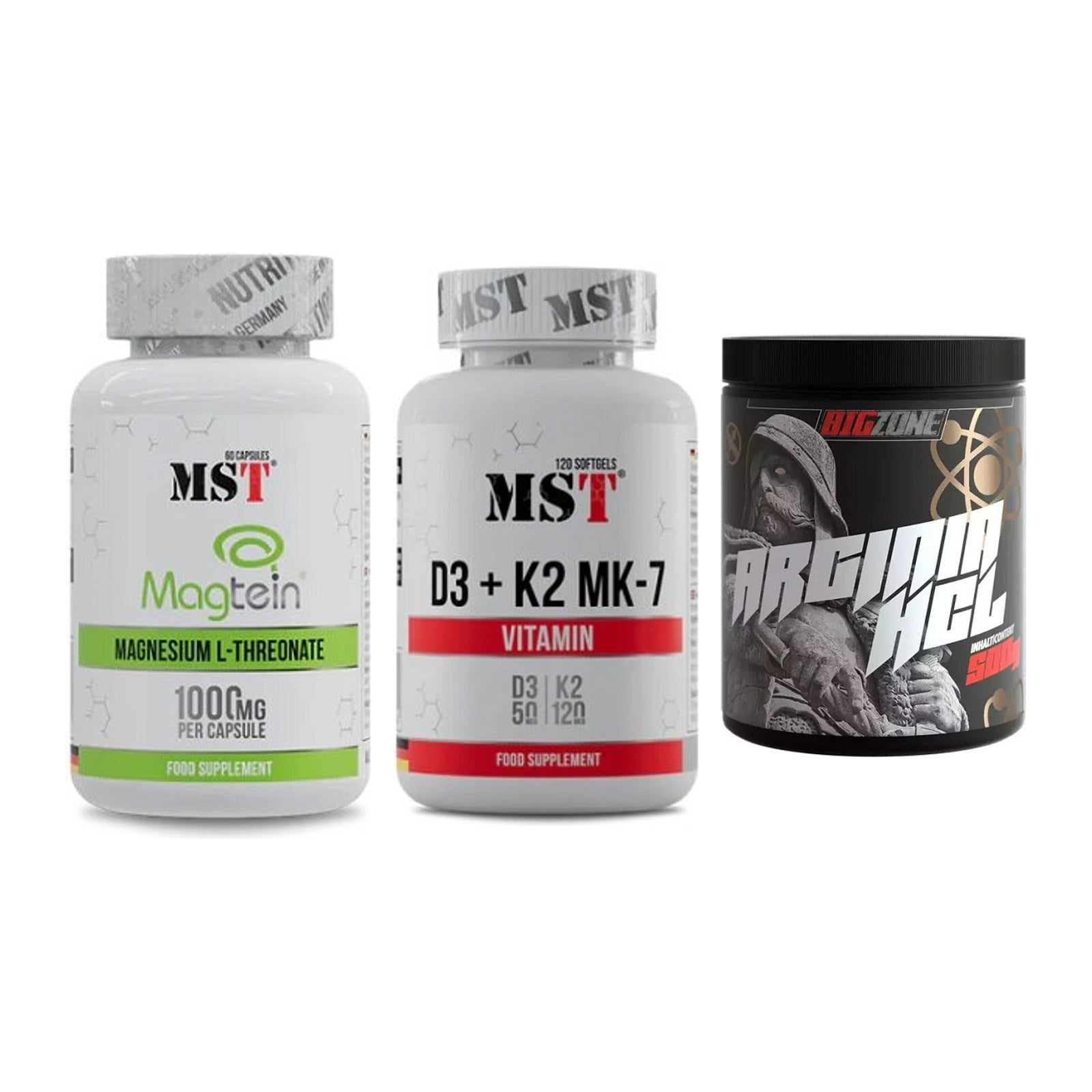 Ausdauer-Set: MST Magnesium + MST Vitamin D3 + Big Zone Arginin – alle enthaltenen Artikel