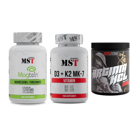 Ausdauer-Set: MST Magnesium + MST Vitamin D3 + Big Zone Arginin – alle enthaltenen Artikel