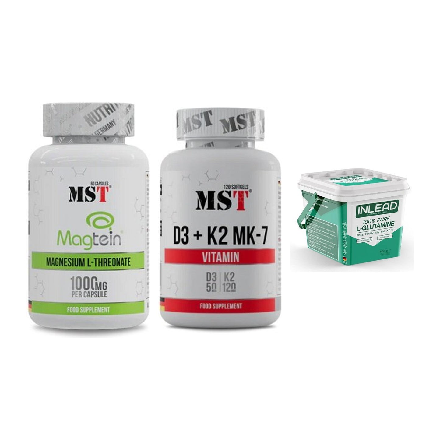 Ausdauer-Set: MST Magnesium + MST Vitamin D3 + INLEAD L-Glutami – alle enthaltenen Artikel