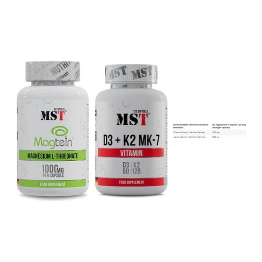 Ausdauer-Set: MST Magnesium + MST Vitamin D3 + INLEAD L-Carniti – alle enthaltenen Artikel