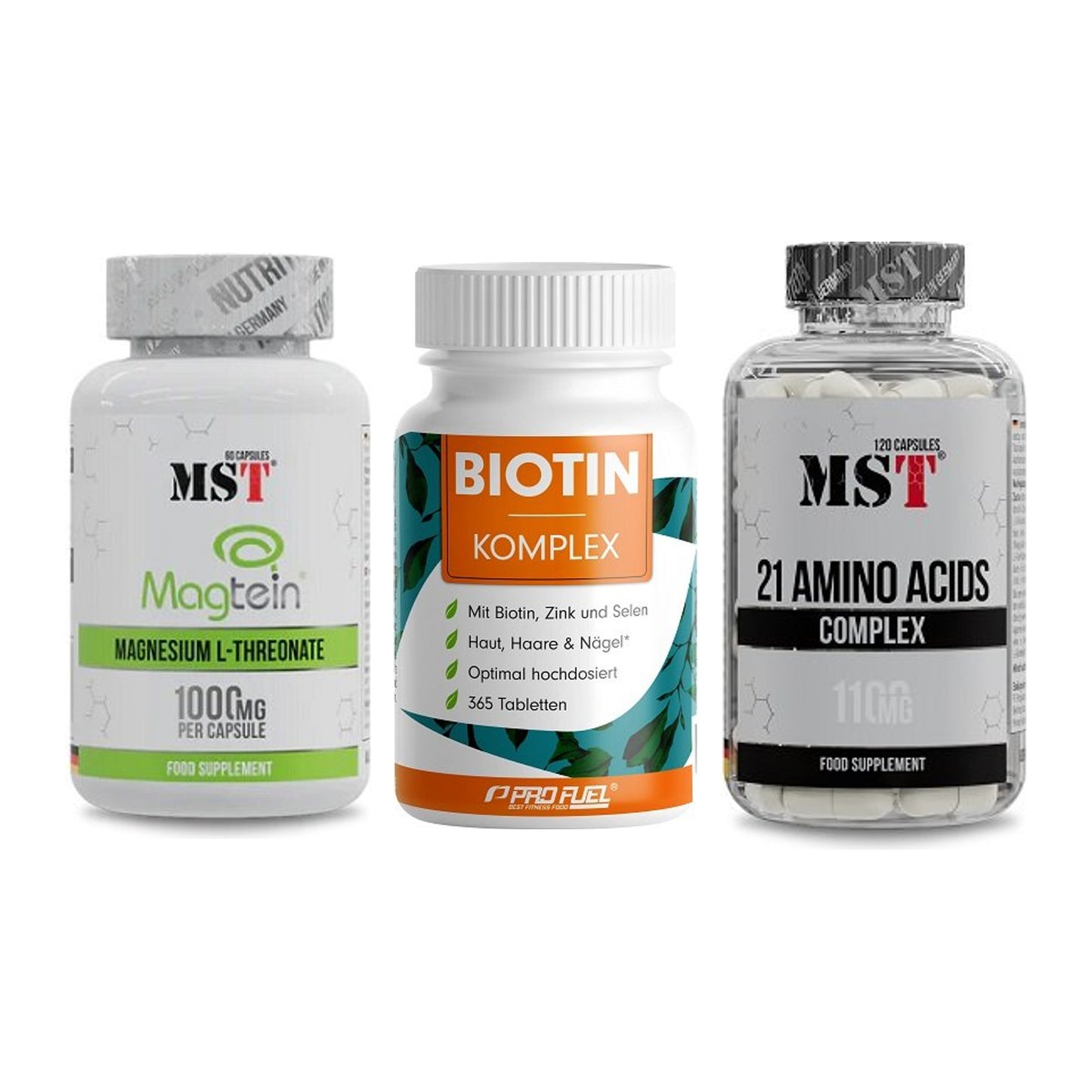 Ausdauer-Set: MST Magnesium + ProFuel BIOTIN + MST 21 Amino – alle enthaltenen Artikel