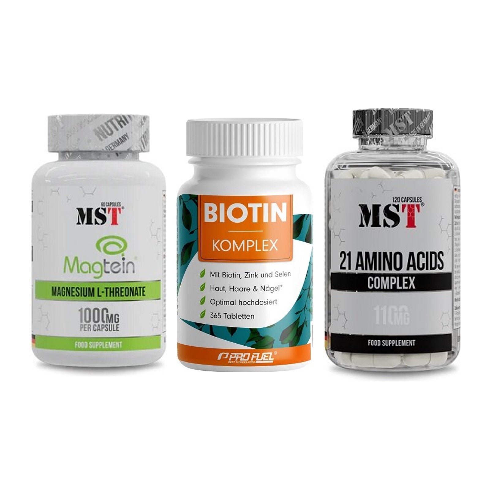Ausdauer-Set: MST Magnesium + ProFuel BIOTIN + MST 21 Amino – alle enthaltenen Artikel