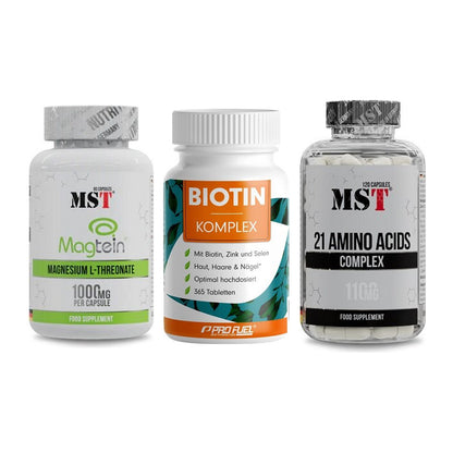 Ausdauer-Set: MST Magnesium + ProFuel BIOTIN + MST 21 Amino – alle enthaltenen Artikel