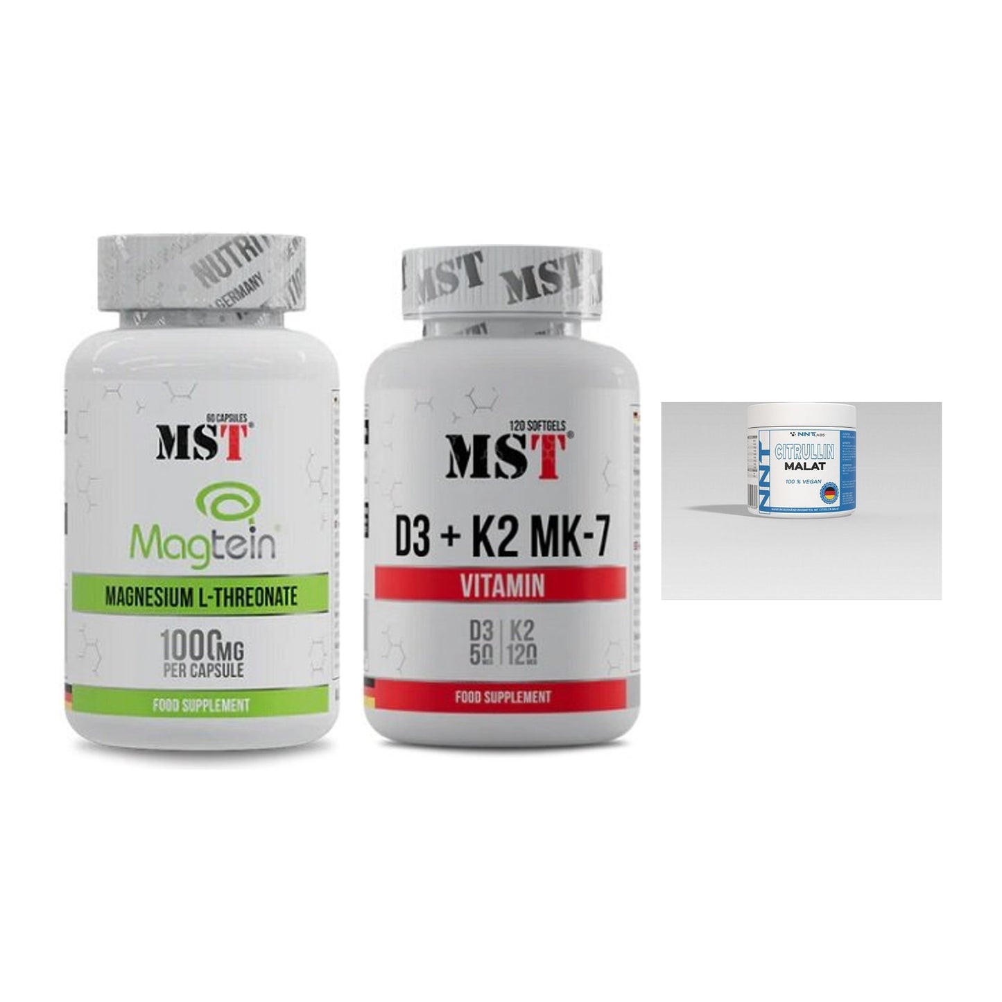 Ausdauer-Set: MST Magnesium + MST Vitamin D3 + NNT Citrullin – alle enthaltenen Artikel