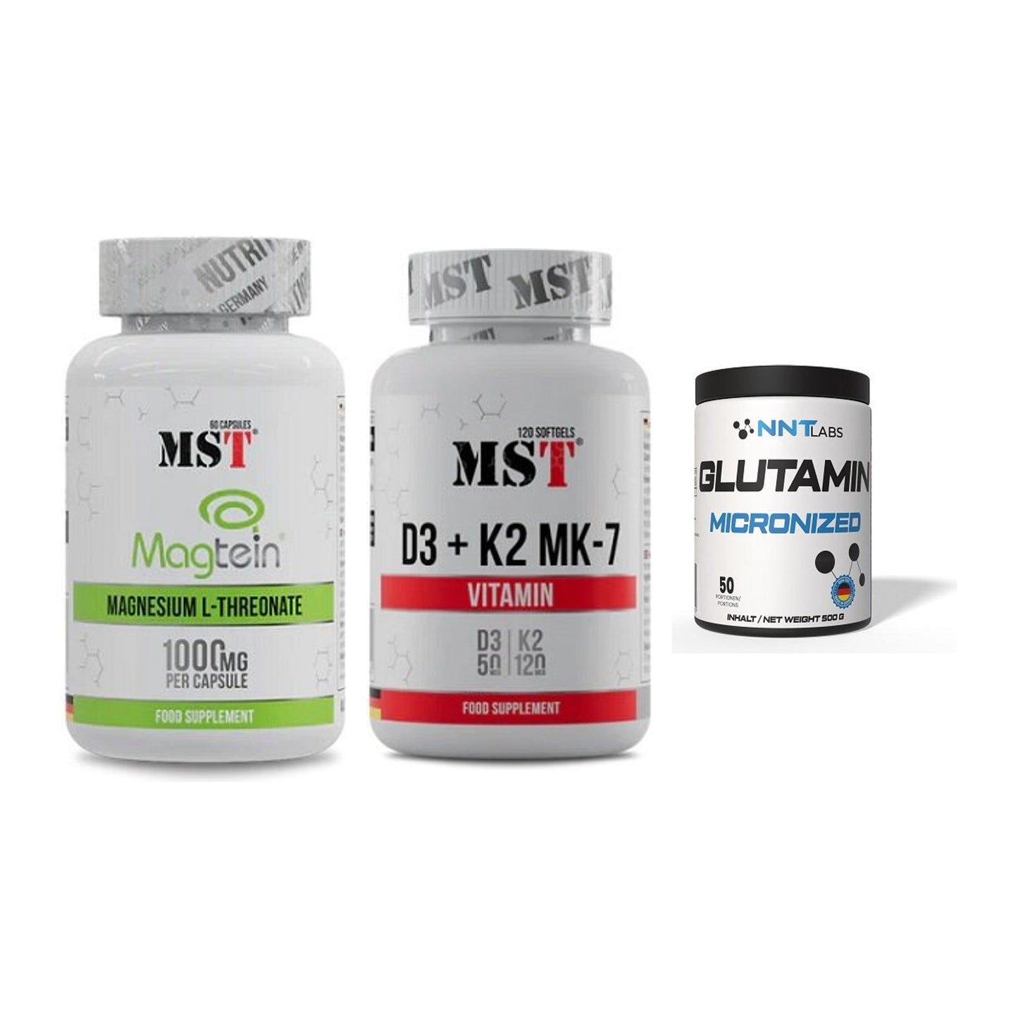 Ausdauer-Set: MST Magnesium + MST Vitamin D3 + NNT Glutamin – alle enthaltenen Artikel