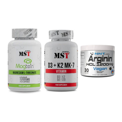 Ausdauer-Set: MST Magnesium + MST Vitamin D3 + NNT Arginin HCL – alle enthaltenen Artikel