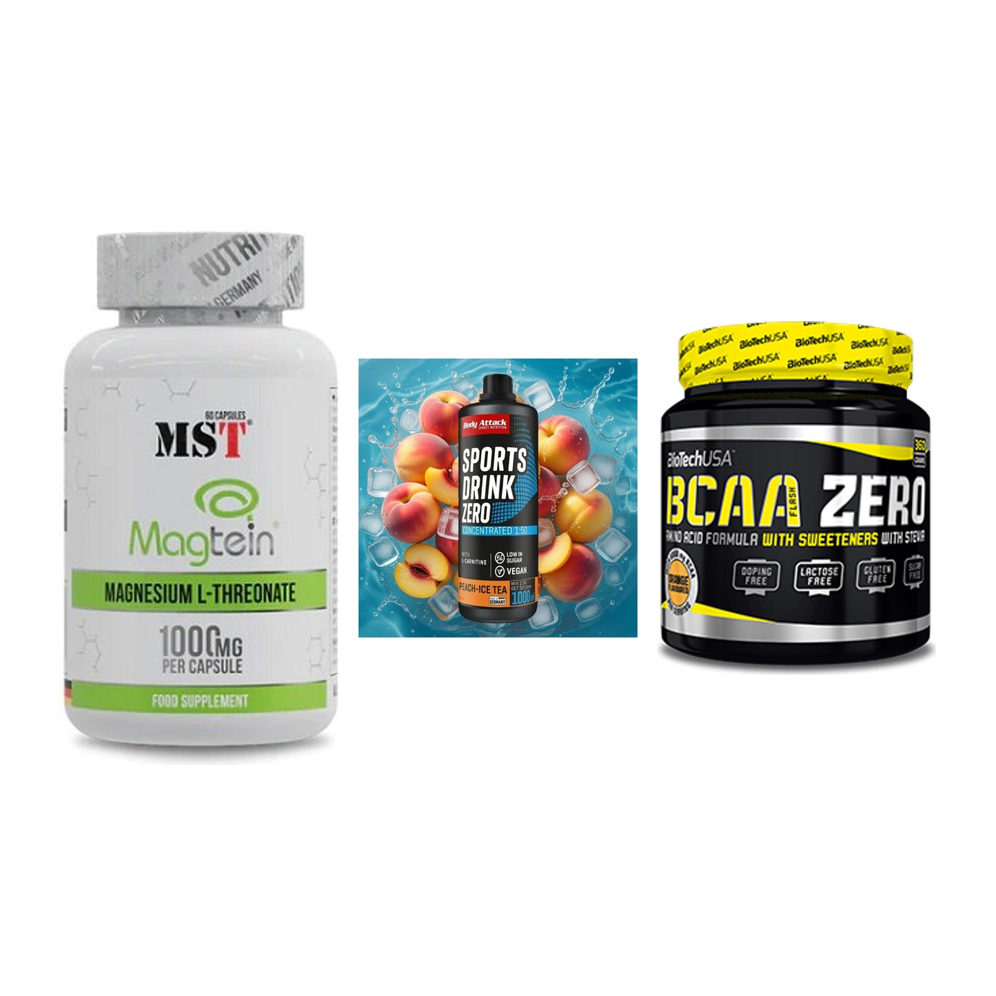 Ausdauer-Set: MST Magnesium + Body Attack + BioTech BCAA – alle enthaltenen Artikel