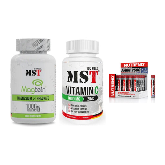 Ausdauer-Set: MST Magnesium + MST Vitamin C + Nutrend AAKG – alle enthaltenen Artikel