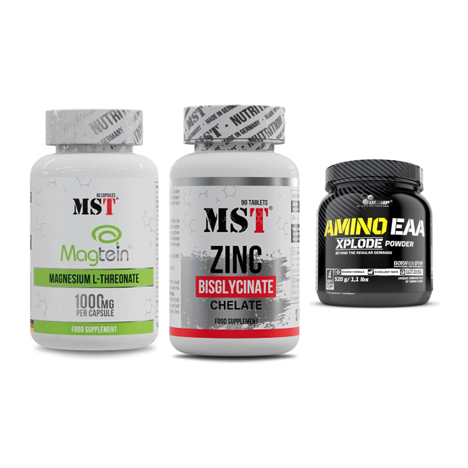 Ausdauer-Set: MST Magnesium + MST Zinc Chelate + Olimp Amino EAA – alle enthaltenen Artikel