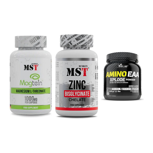 Ausdauer-Set: MST Magnesium + MST Zinc Chelate + Olimp Amino EAA – alle enthaltenen Artikel