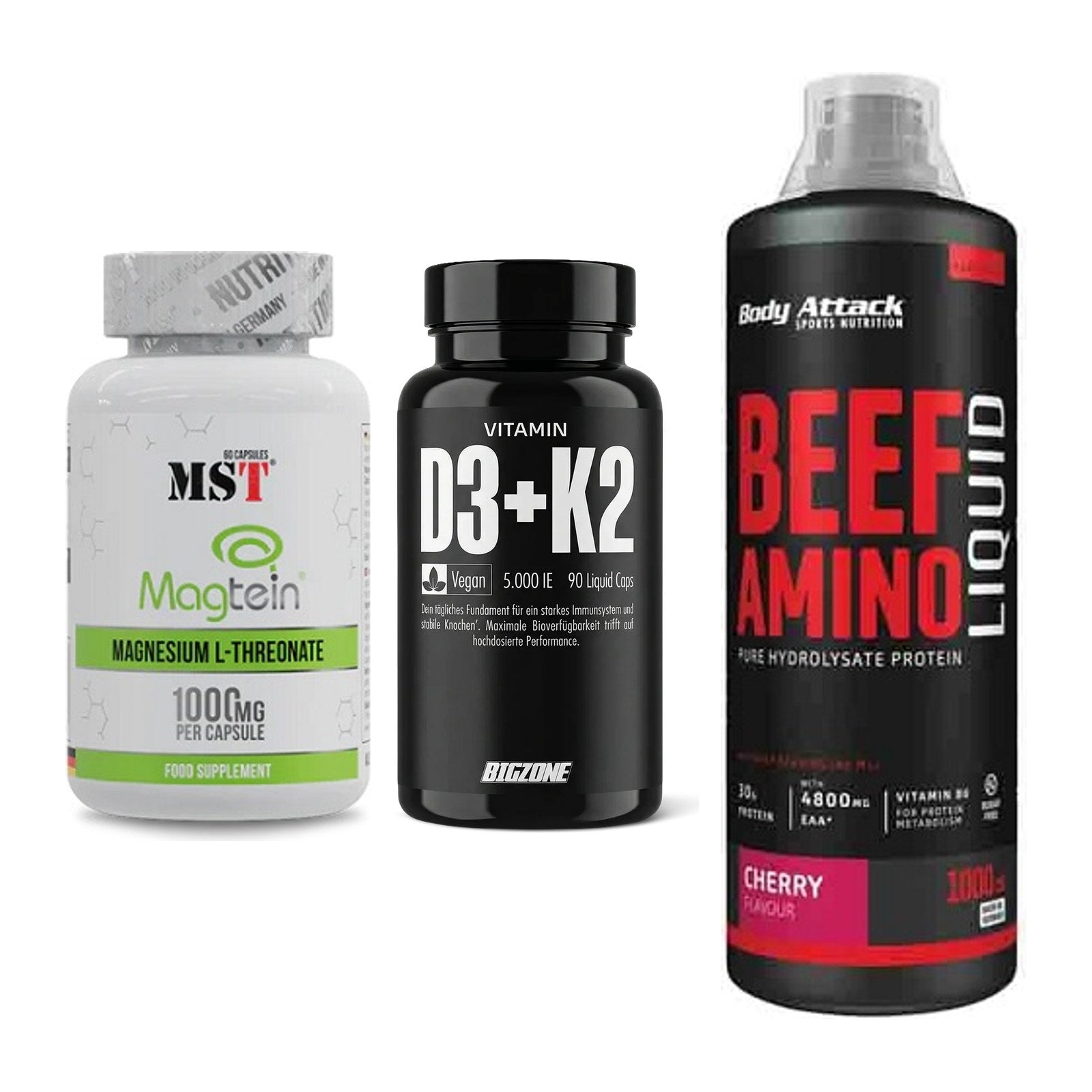 Ausdauer-Set: MST Magnesium + Big Zone Vitamin + Body Attack Beef – alle enthaltenen Artikel