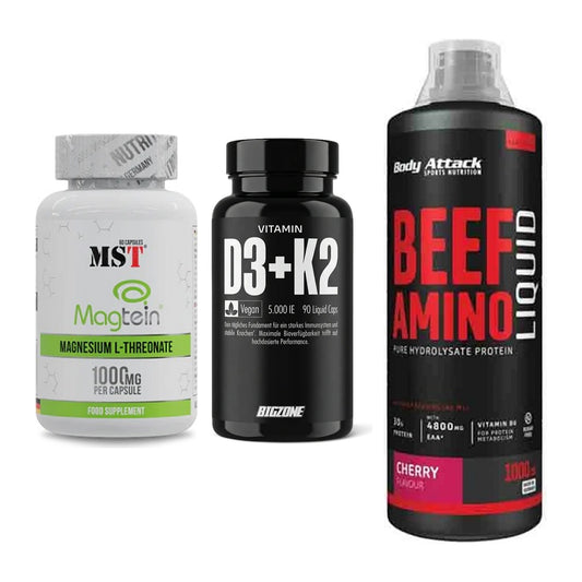 Ausdauer-Set: MST Magnesium + Big Zone Vitamin + Body Attack Beef – alle enthaltenen Artikel