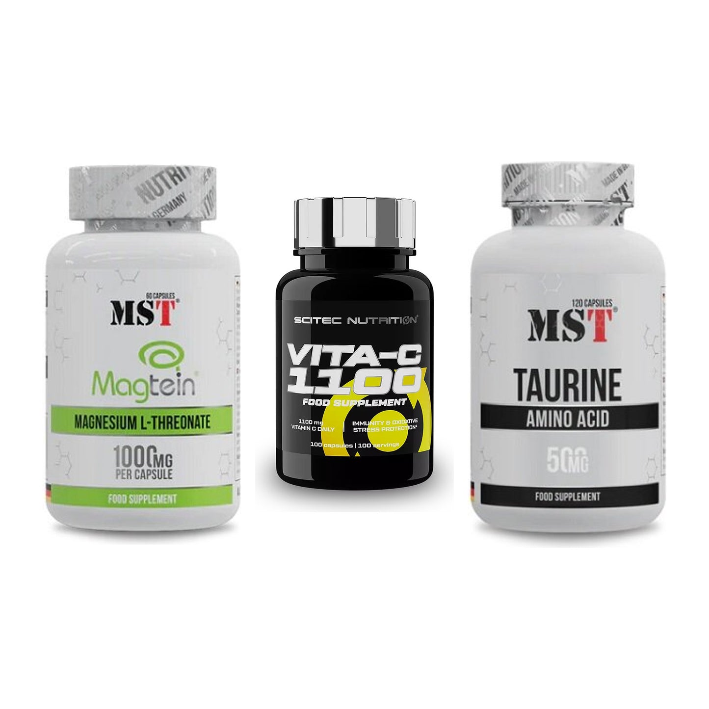 Ausdauer-Set: MST Magnesium + Scitec Vitamin C + MST Taurine – alle enthaltenen Artikel