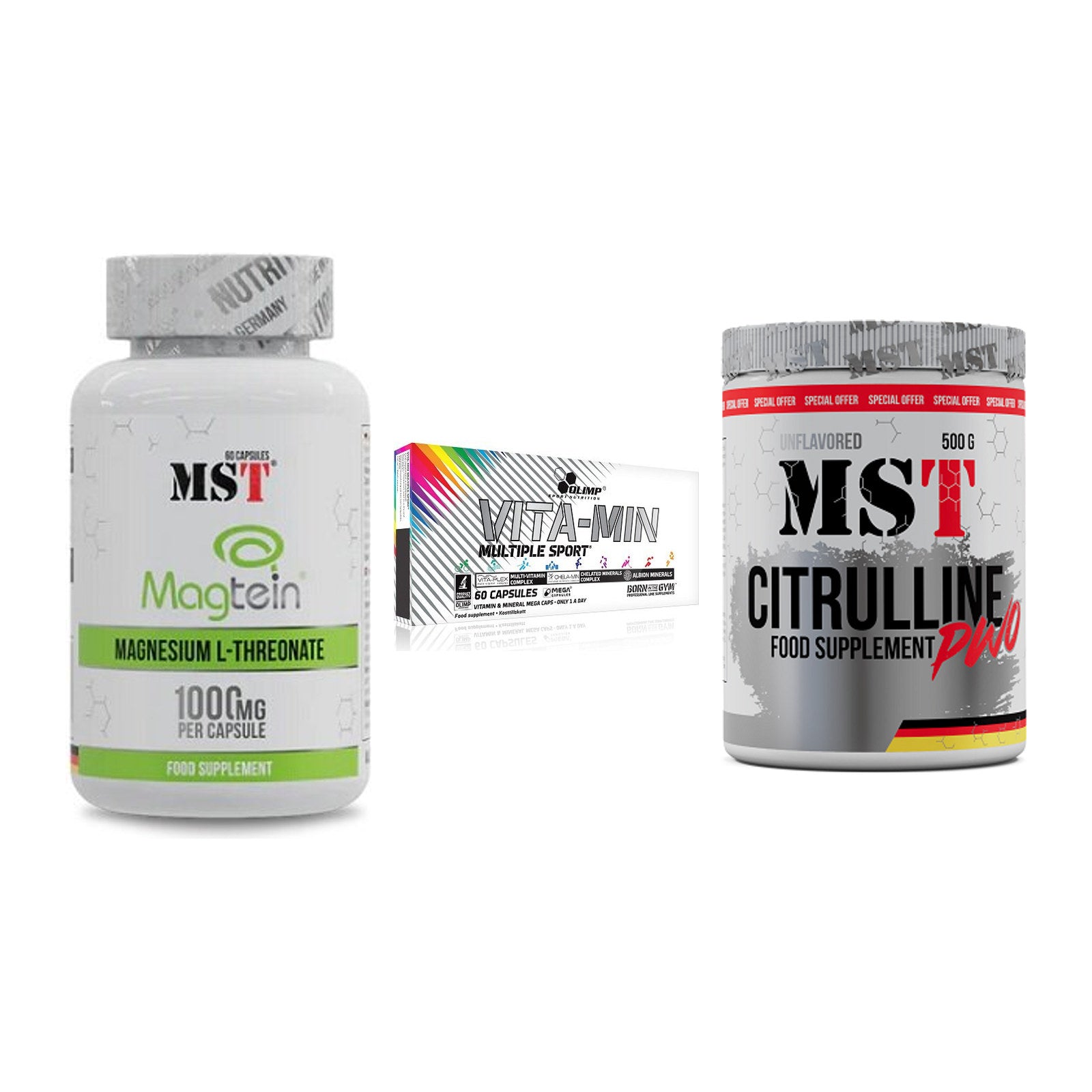 Ausdauer-Set: MST Magnesium + Olimp Vita-Min + MST Citrulline – alle enthaltenen Artikel