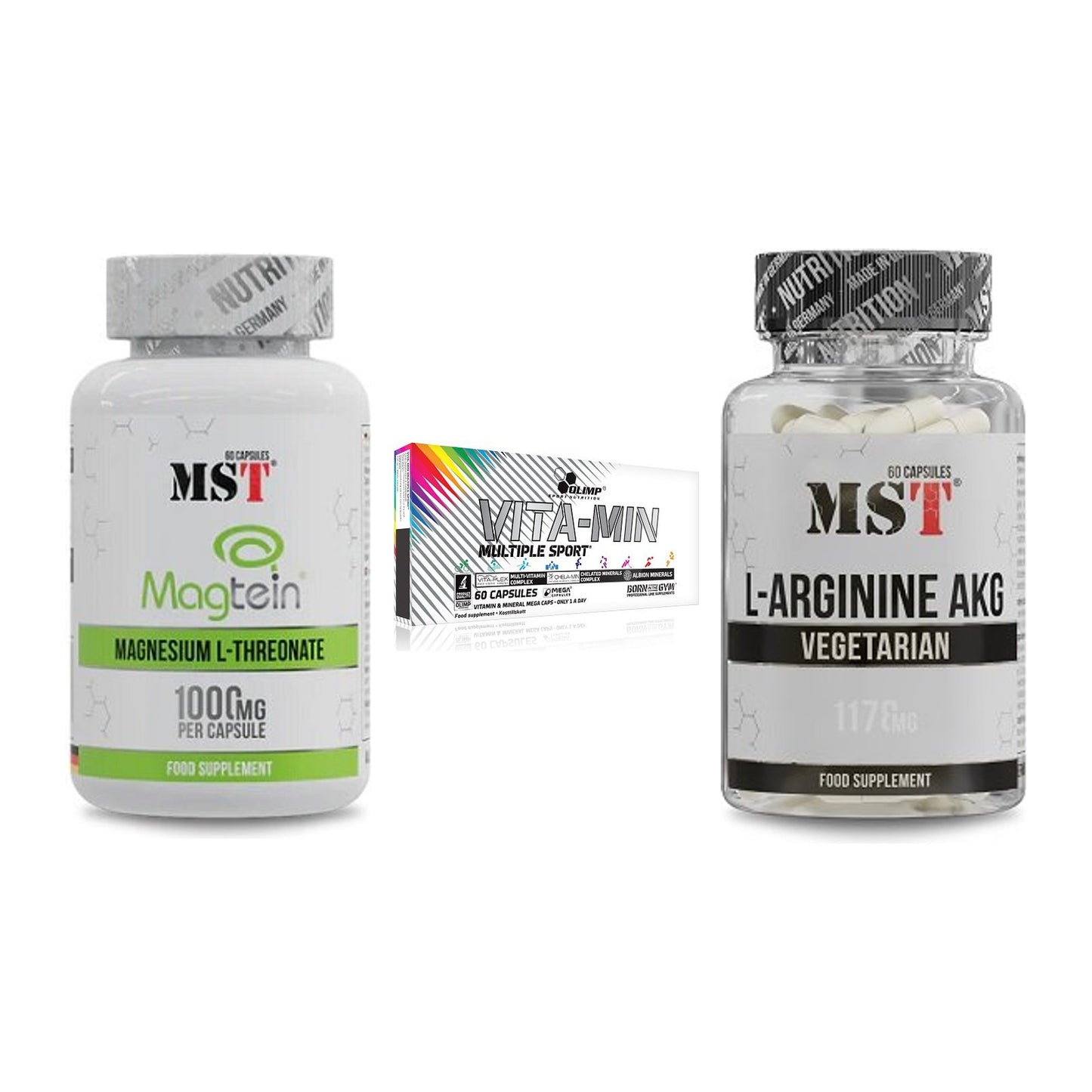Ausdauer-Set: MST Magnesium + Olimp Vita-Min + MST Arginin AAKG – alle enthaltenen Artikel