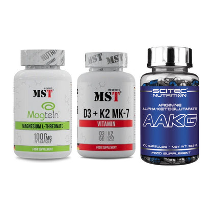 Ausdauer-Set: MST Magnesium + MST Vitamin D3 + Scitec AAKG – alle enthaltenen Artikel