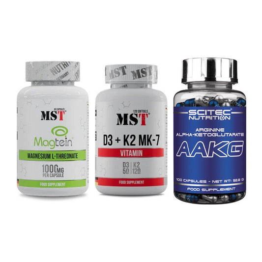Ausdauer-Set: MST Magnesium + MST Vitamin D3 + Scitec AAKG – alle enthaltenen Artikel