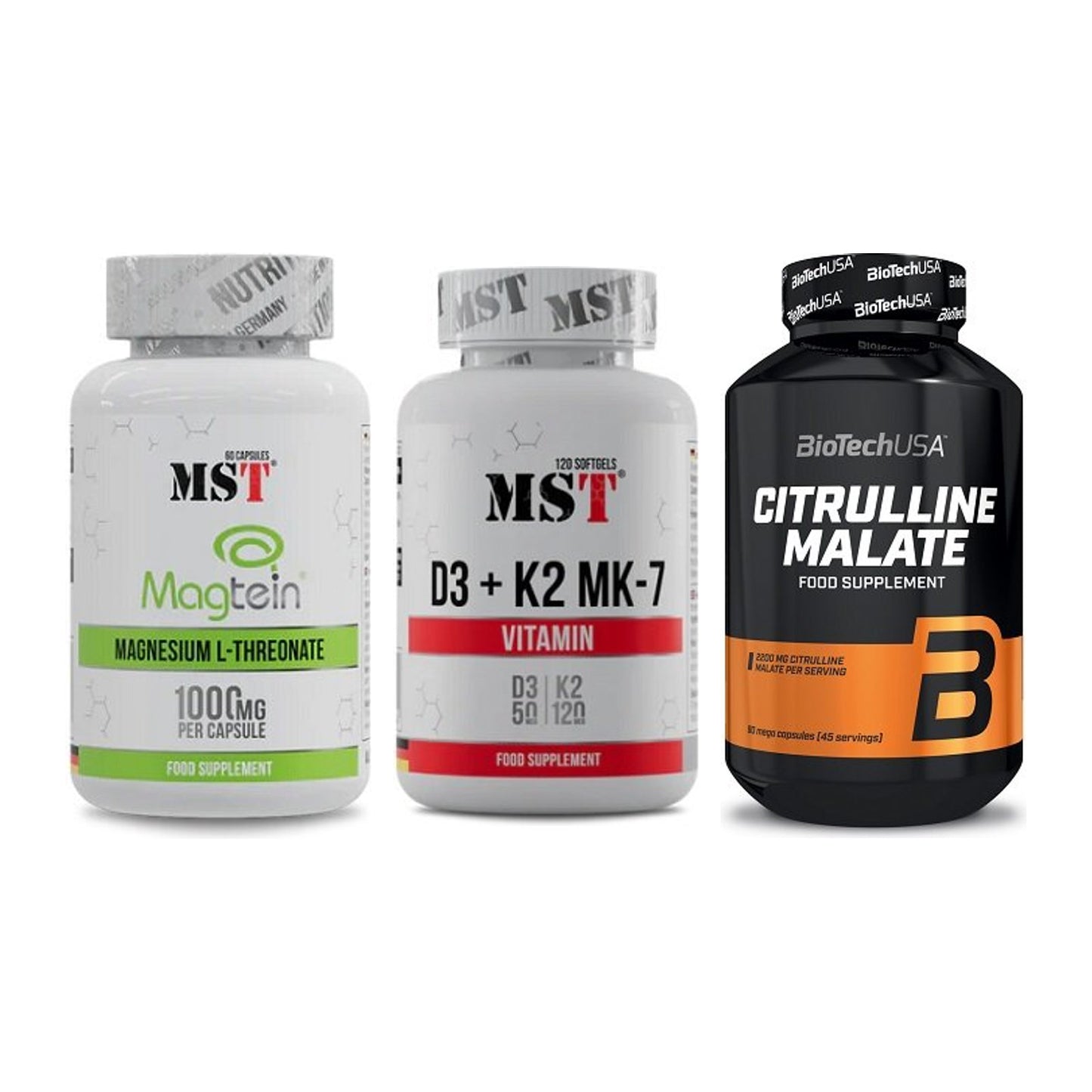 Ausdauer-Set: MST Magnesium + MST Vitamin D3 + BioTech Citrulli – alle enthaltenen Artikel