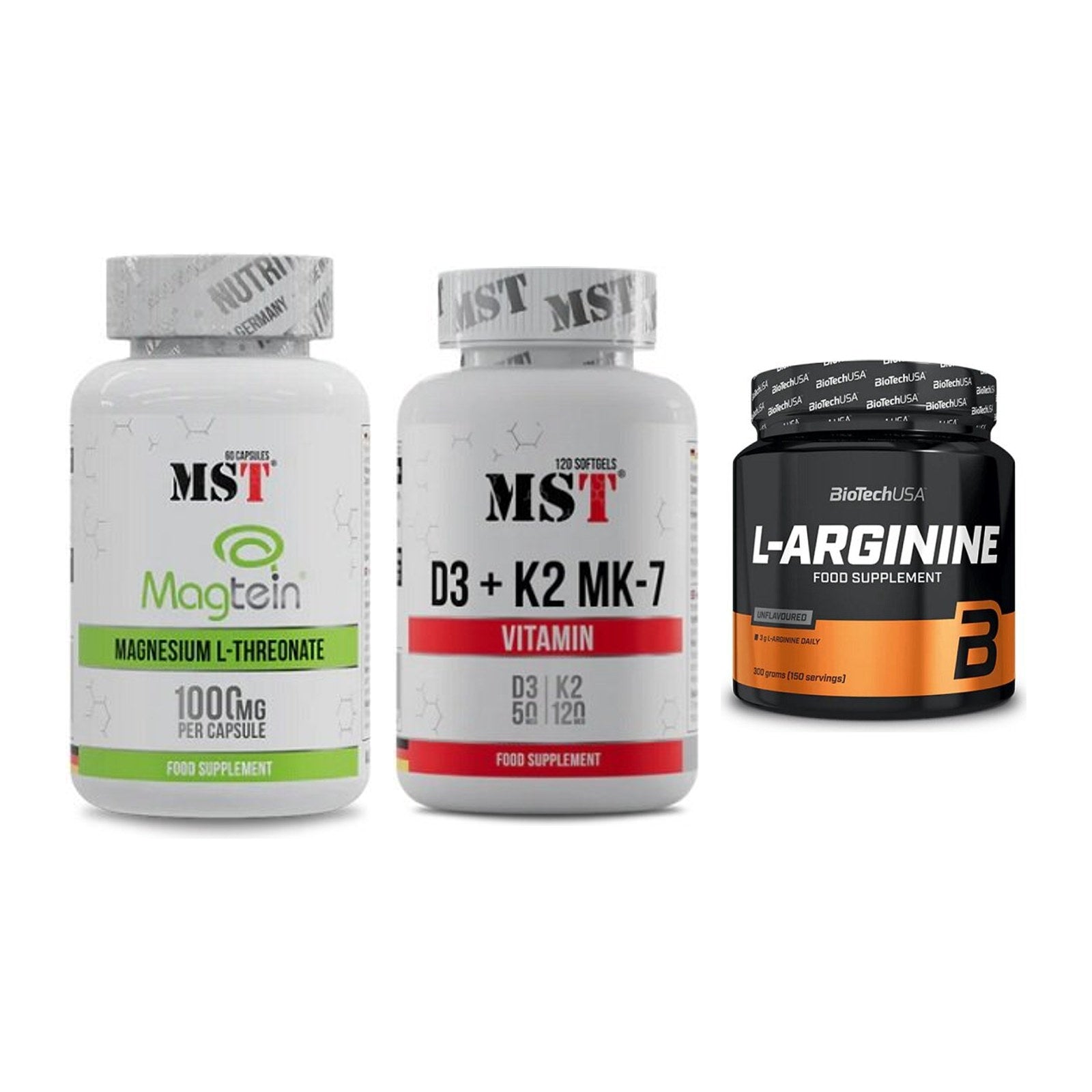 Ausdauer-Set: MST Magnesium + MST Vitamin D3 + BioTech L-Argini – alle enthaltenen Artikel