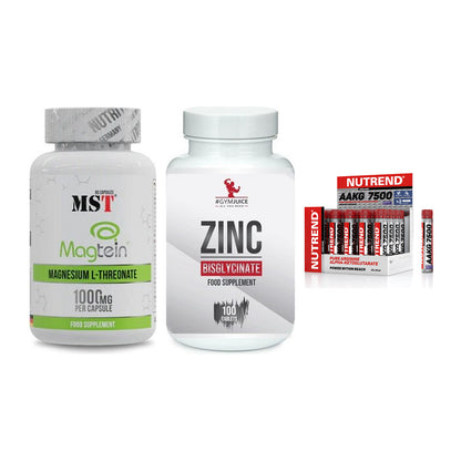 Ausdauer-Set: MST Magnesium + #GYMJUICE ZINC + Nutrend AAKG – alle enthaltenen Artikel