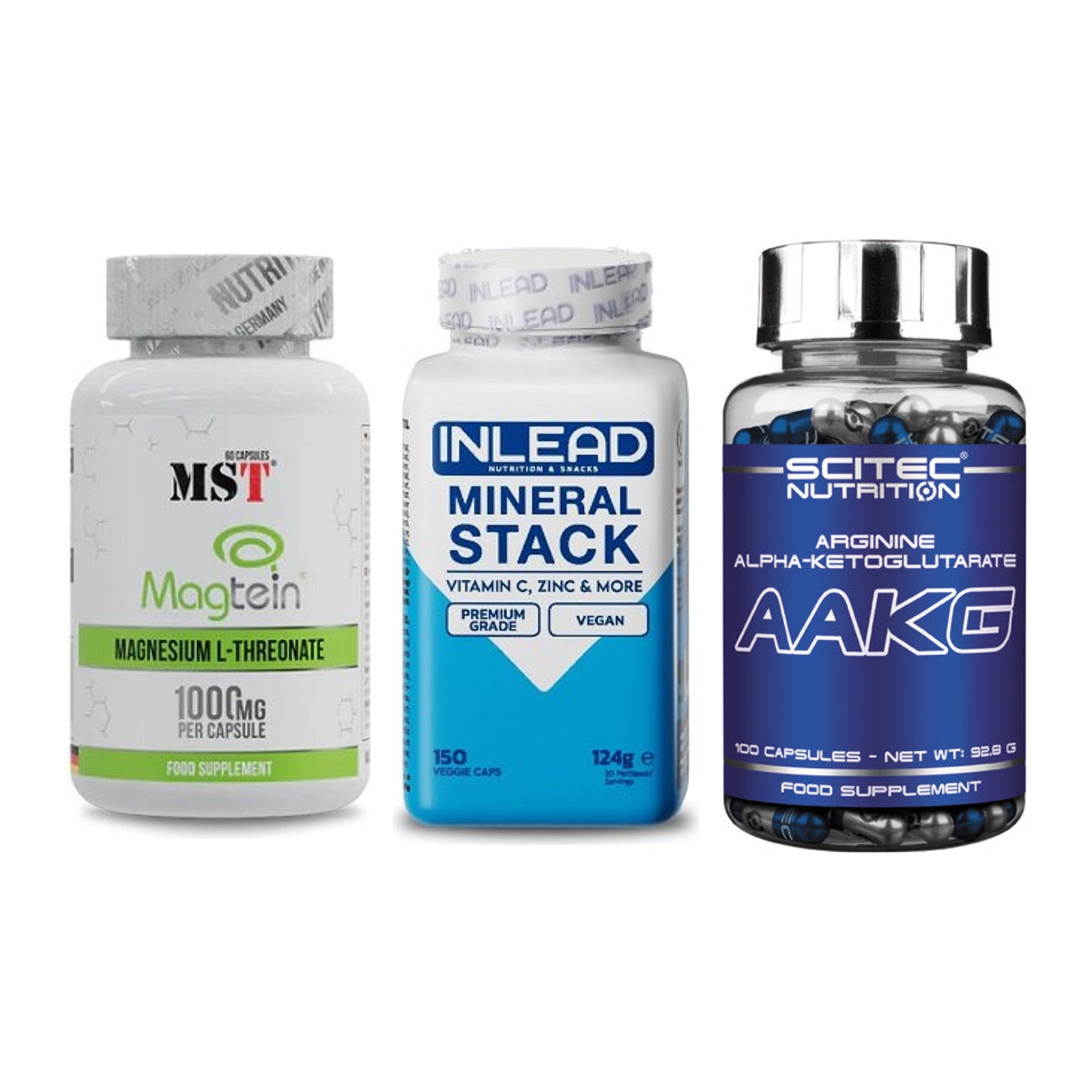 Ausdauer-Set: MST Magnesium + INLEAD Mineral + Scitec AAKG – alle enthaltenen Artikel