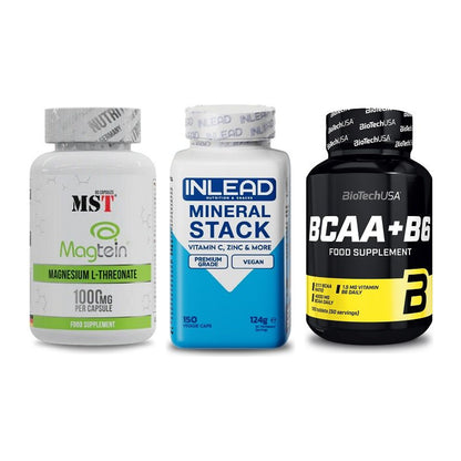 Ausdauer-Set: MST Magnesium + INLEAD Mineral + BioTech BCAA+B6 – alle enthaltenen Artikel