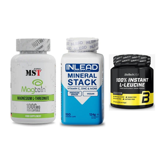 Ausdauer-Set: MST Magnesium + INLEAD Mineral + BioTech 100% – alle enthaltenen Artikel