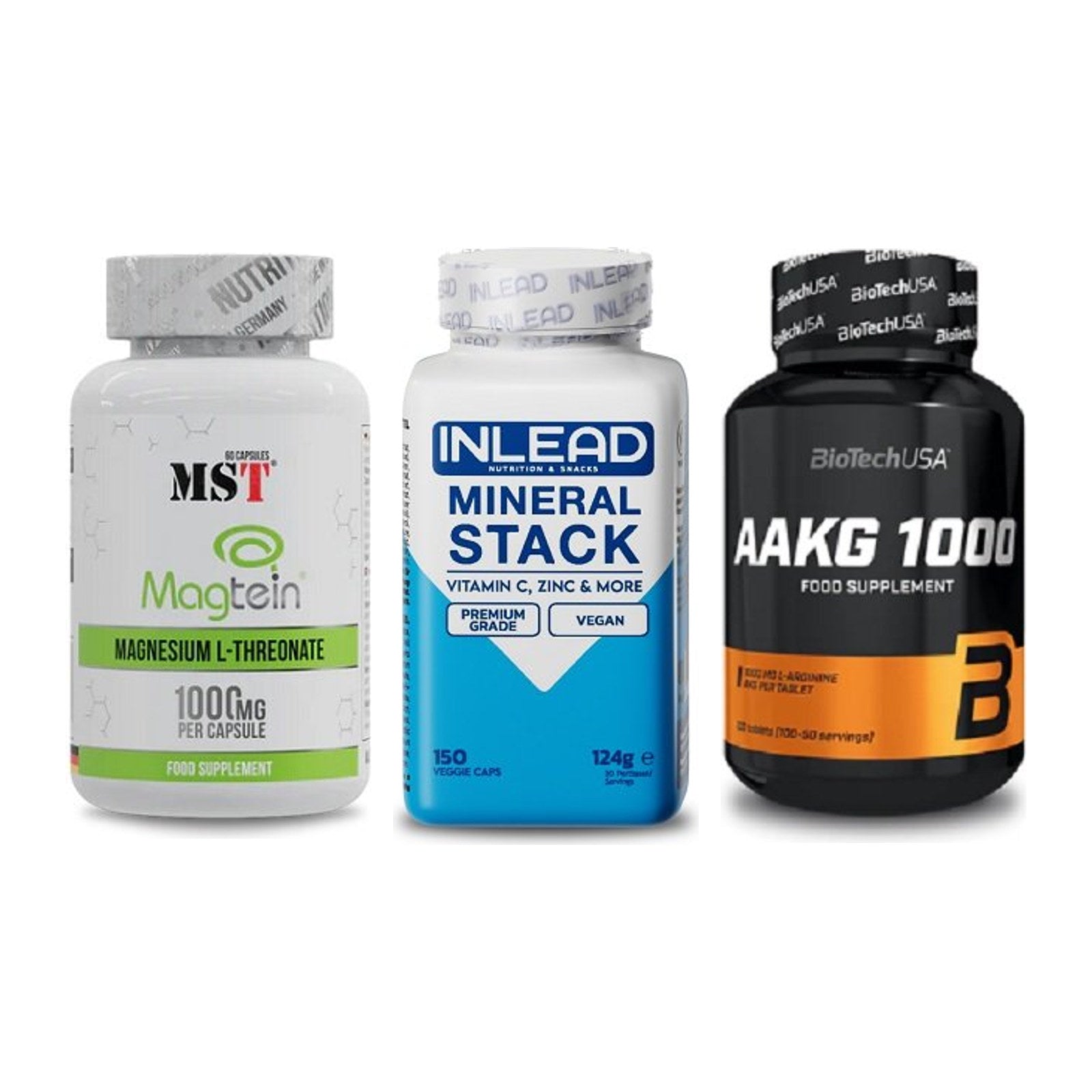 Ausdauer-Set: MST Magnesium + INLEAD Mineral + BioTech AAKG – alle enthaltenen Artikel