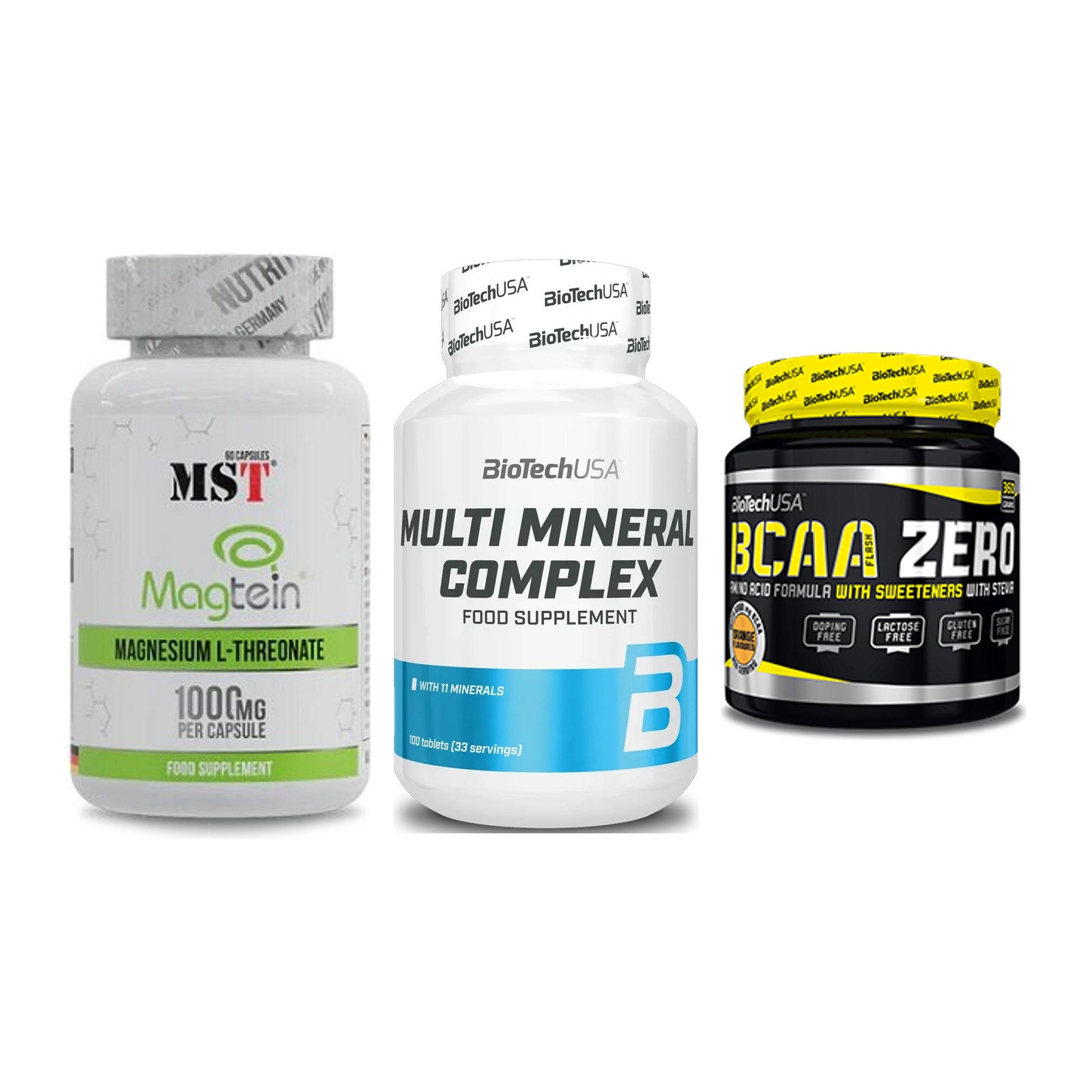 Ausdauer-Set: MST Magnesium + BioTech Multi + BioTech BCAA – alle enthaltenen Artikel