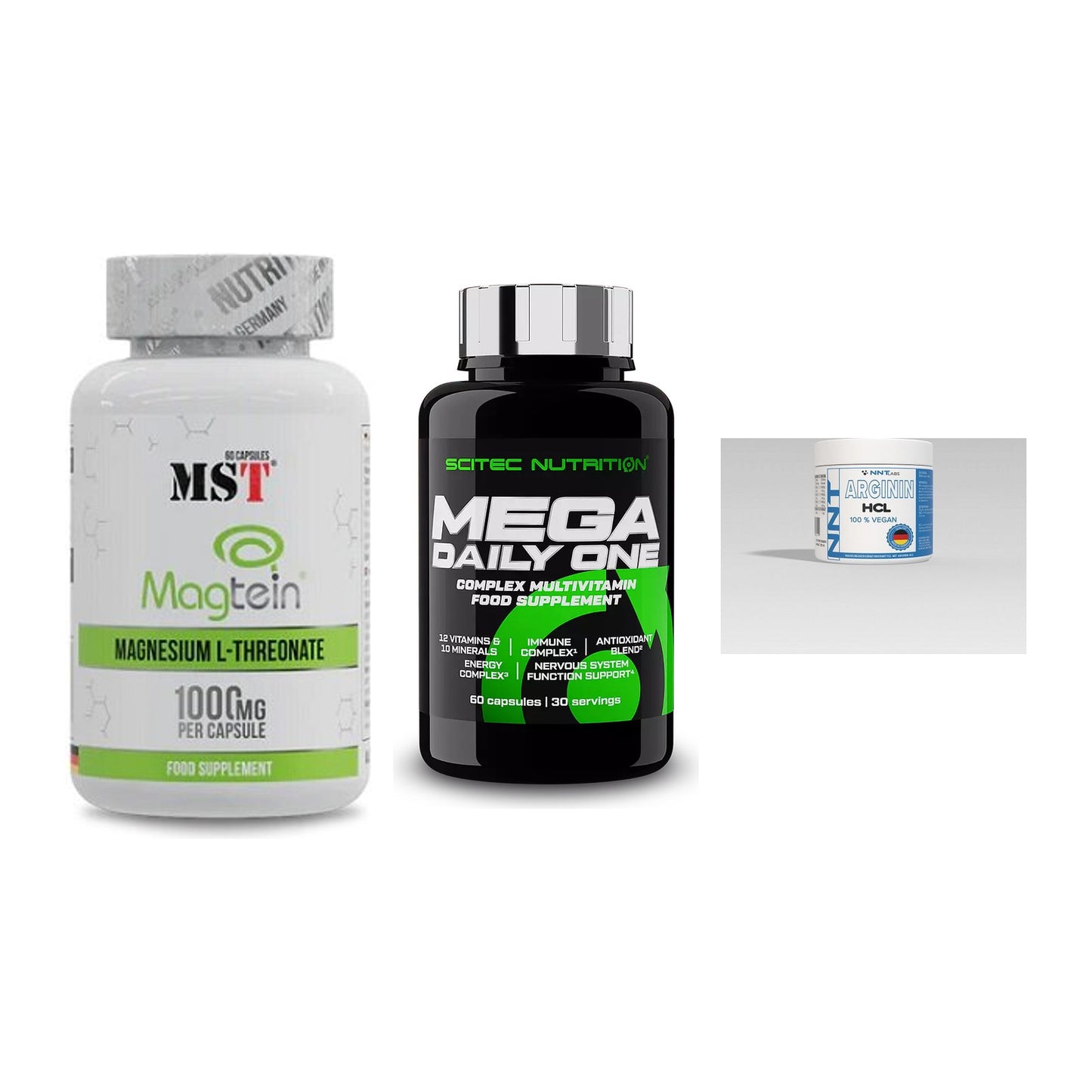Ausdauer-Set: MST Magnesium + Scitec Mega + NNT Arginin – alle enthaltenen Artikel