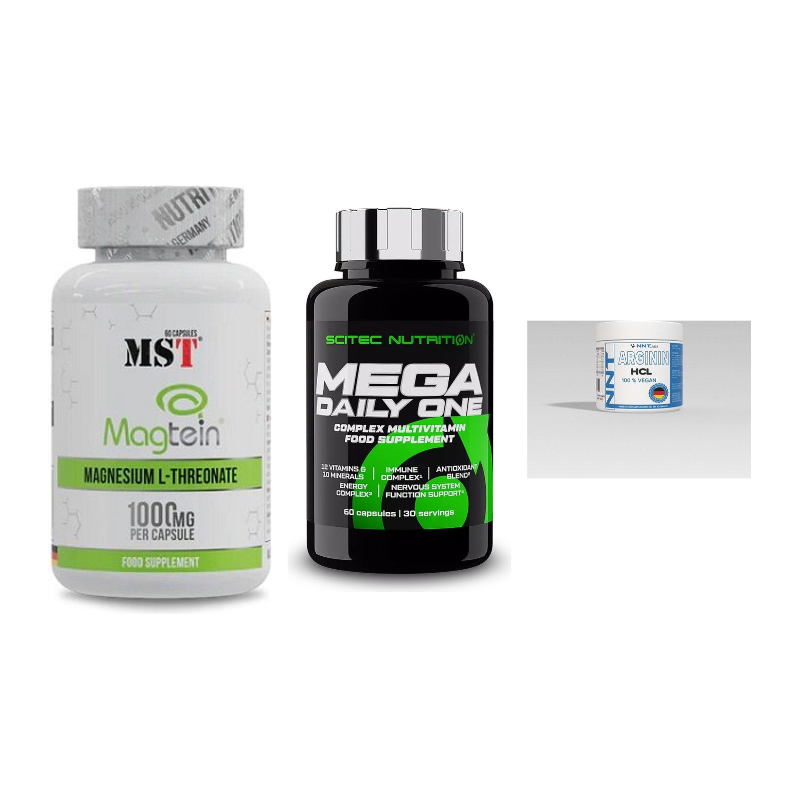 Ausdauer-Set: MST Magnesium + Scitec Mega + NNT Arginin – alle enthaltenen Artikel