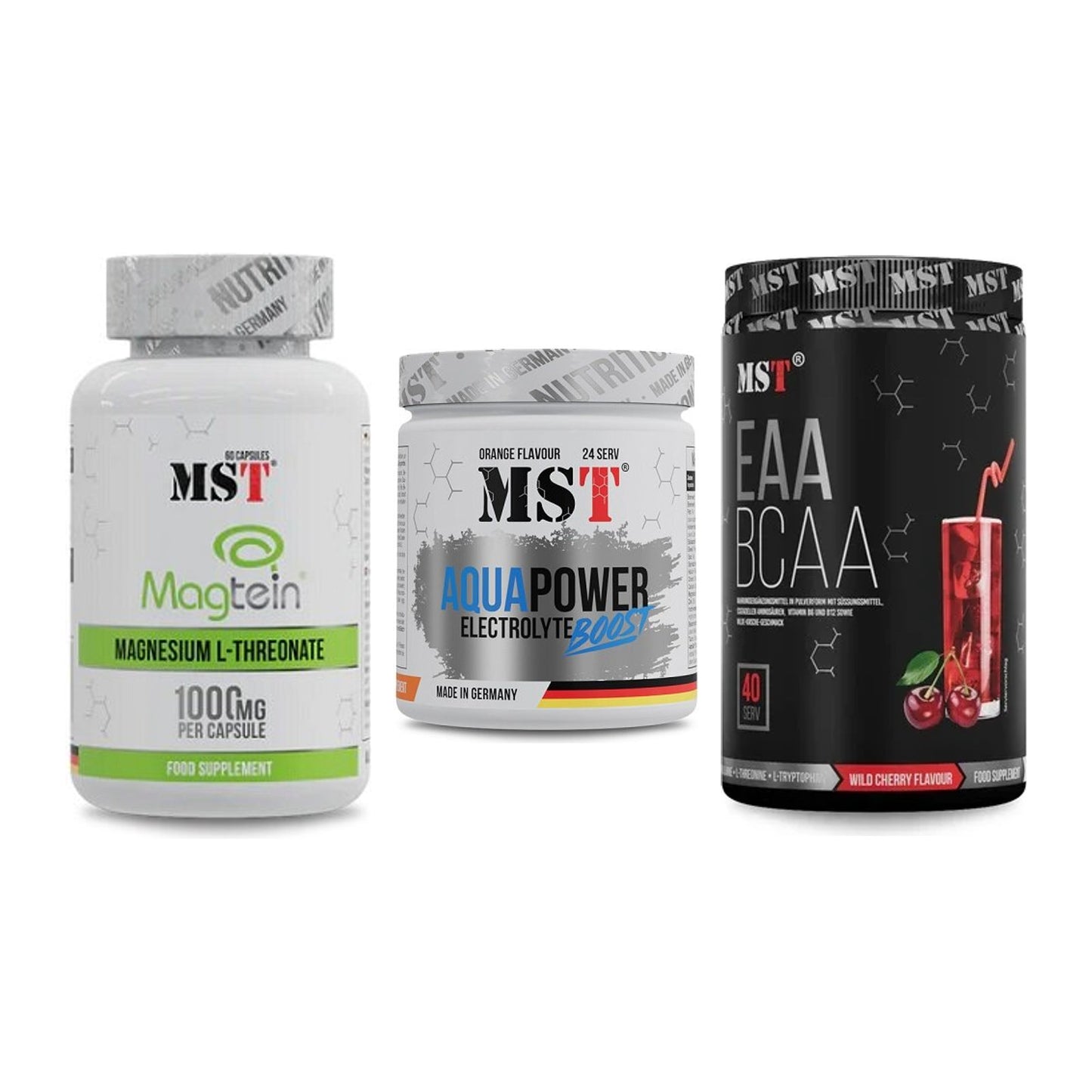 Ausdauer-Set: MST Magnesium + MST Aqua Power + MST EAA & BCAA – alle enthaltenen Artikel