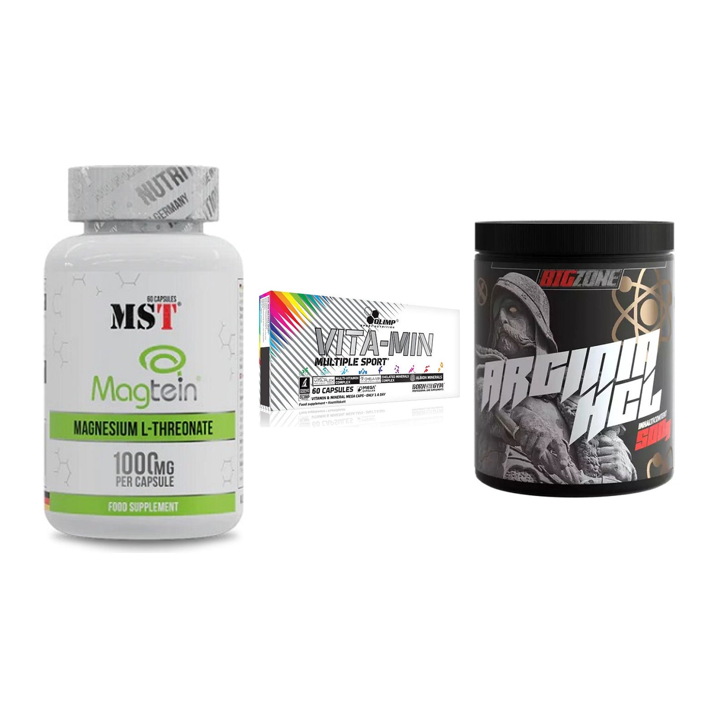 Ausdauer-Set: MST Magnesium + Olimp Vita-Min + Big Zone Arginin – alle enthaltenen Artikel