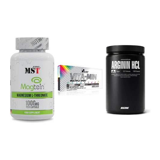 Ausdauer-Set: MST Magnesium + Olimp Vita-Min + Big Zone L-Argin – alle enthaltenen Artikel