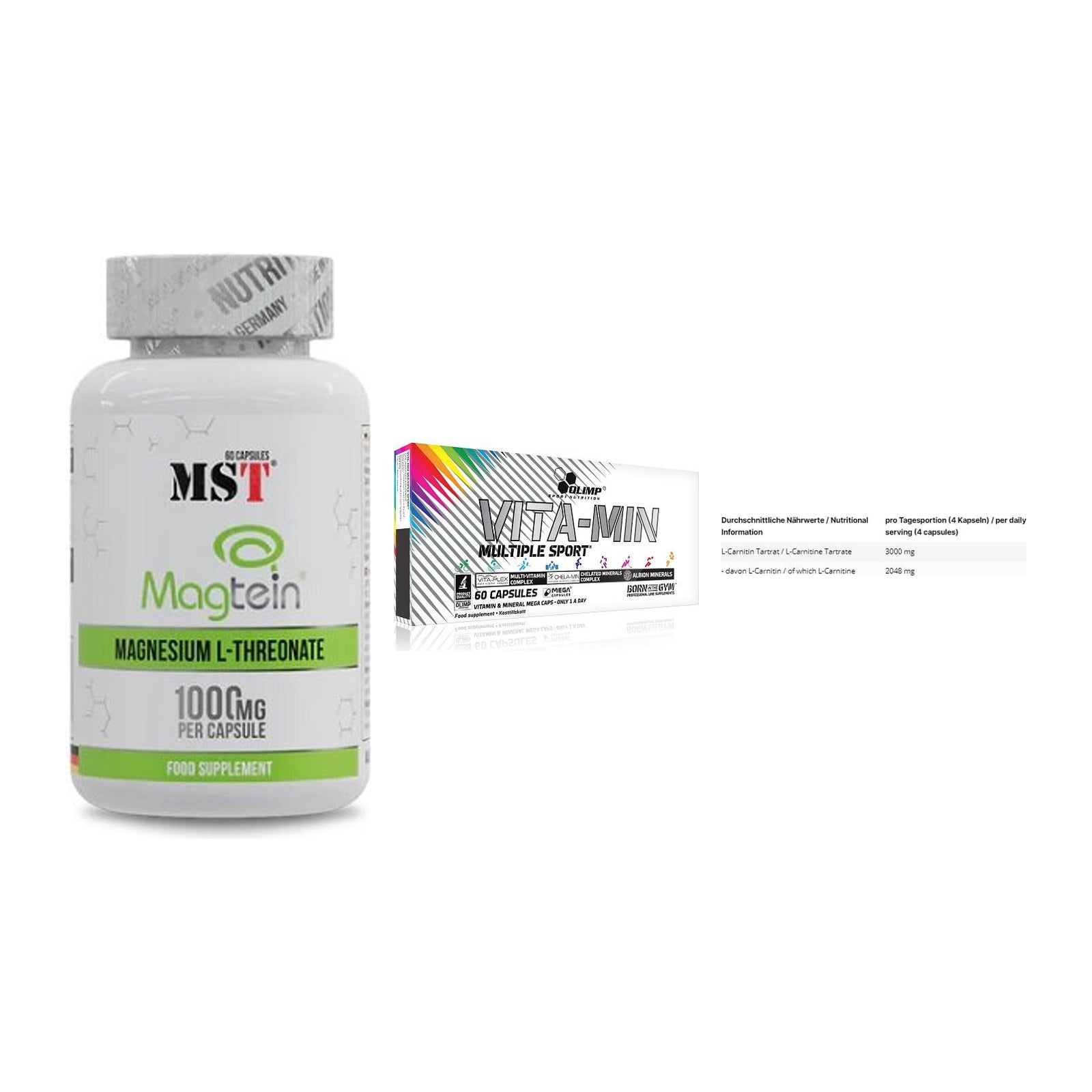 Ausdauer-Set: MST Magnesium + Olimp Vita-Min + INLEAD L-Carniti – alle enthaltenen Artikel